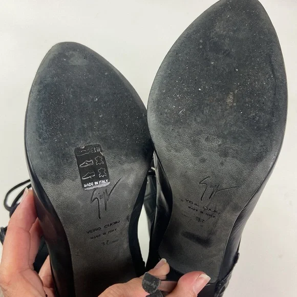 Euc Giuseppe Zanotti Black Lace Up Stiletto Boot I-18 - Picture 13 of 16